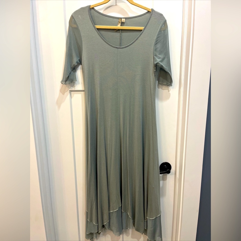 Comfy USA‎ Sage Green Women’s Dress Size Small Sheet Short Sleeves Scoop Neck